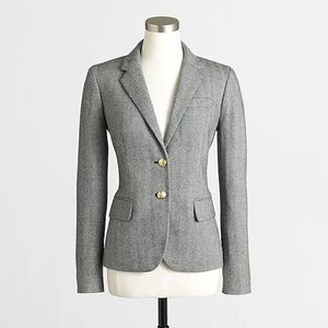 J Crew Herringbone Wool blend  Blazer with Brass Button Details